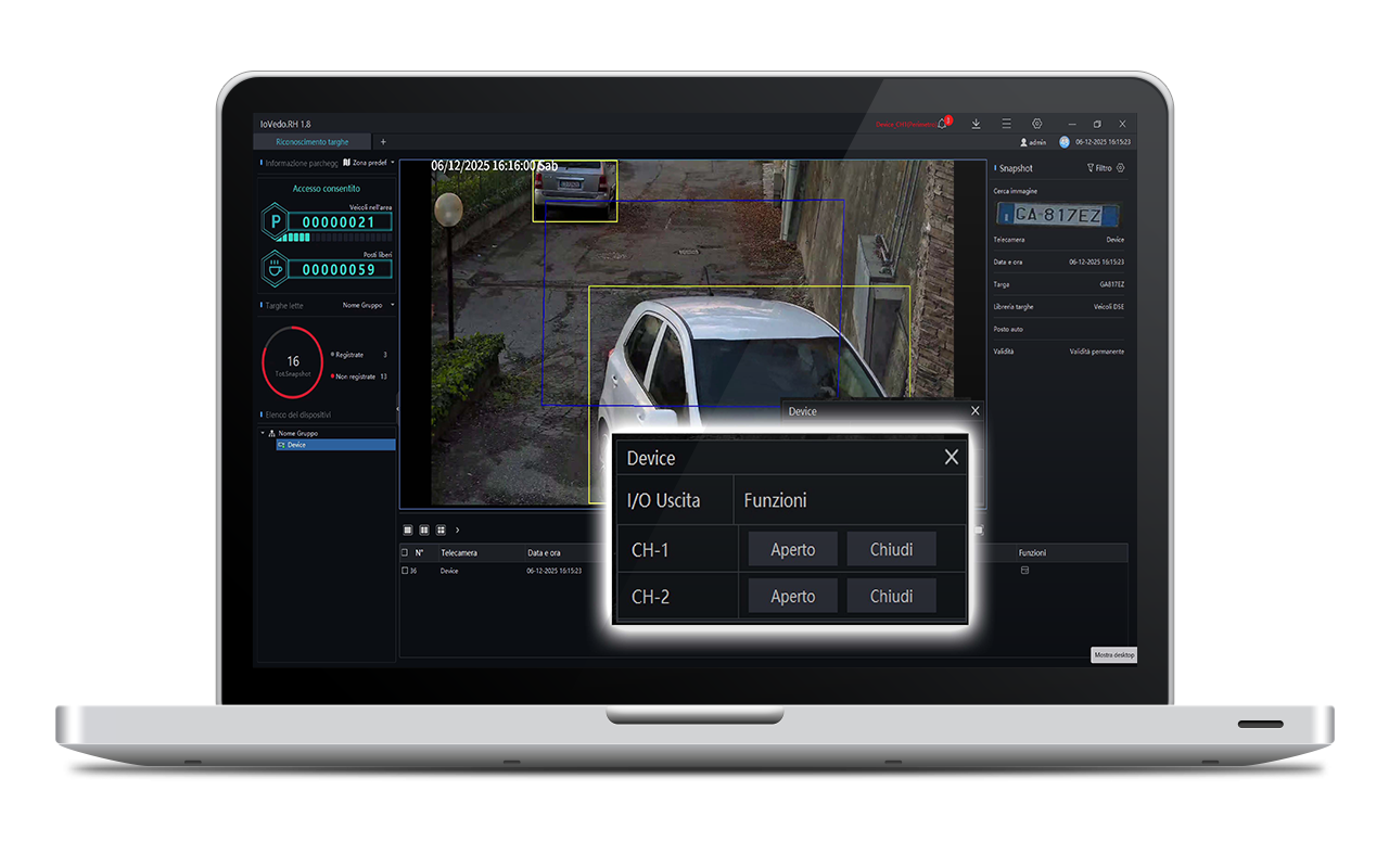 Controllo telecamera IP ANPR da browser